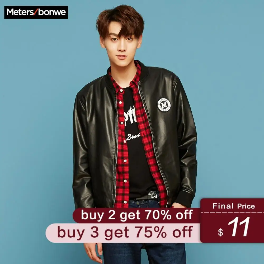 

METERSBONWE Autumn Men Denim Jacket Baseball Collar Clothes Youth