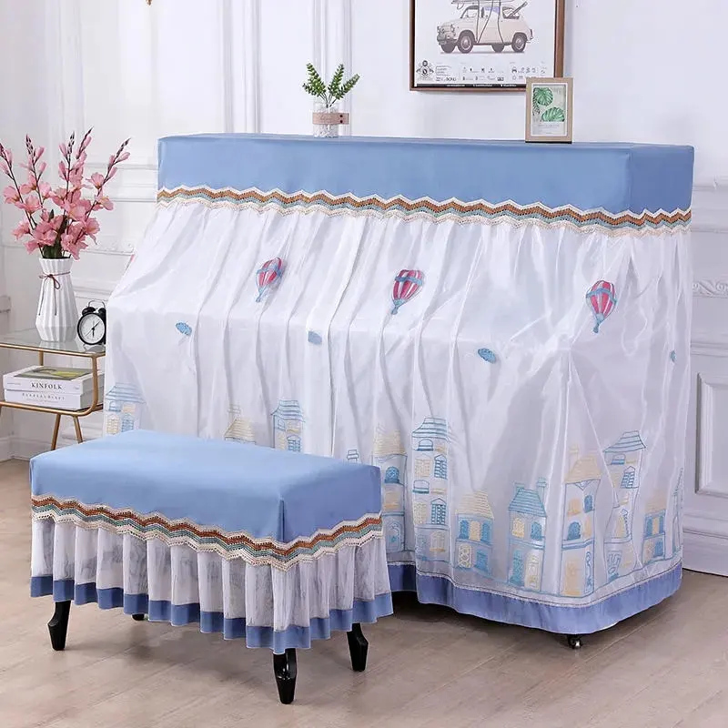 New 1 Pcs European Style Simple Upright Piano Cover Stool Cover Half Dust-Proof Covers Keyboard Cloth Protective