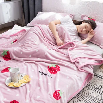 

Cartoon and Floral Soft Warm Coral Fleece Blanket Summer Sheet Bedspread SofaThrow Light Thin Mechanical Wash Flannel Blankets
