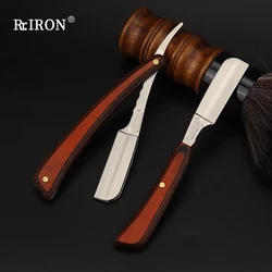 RIRON Barber Feather Razor Professional Men's Stainless Steel Folding Beard And Hair Remover Shaving Knife Holder