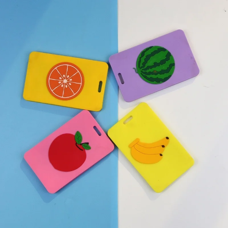 

6.5*10.5cm Fruit Pattern Staff Work Card Holder Solid Soft Luggage Tag Badge Holder Bus Card Sleeve Protective Case Cover