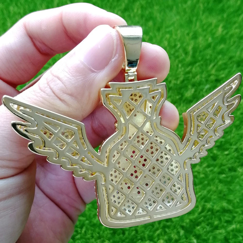 ICED OUT AAA CZ денежный мешок с крыльями кулоны$ кулоны ожерелья для мужчин и женщин CN501