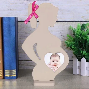 

Wooden With Ribbon Crafts Home Desktop Pregnant Women Wedding Supplies Table Pictures Decoration Standing Bedroom Photo Frame