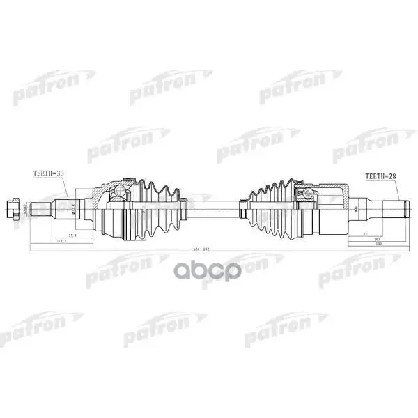 Полуось Лев/Прав Hummer: H3, H3t 06-09 PATRON арт. PDS1525