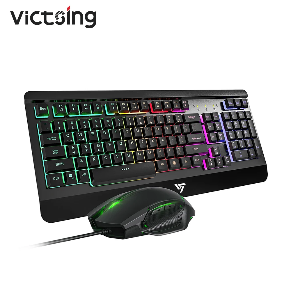 VicTsing PC216 PC Gamer игровая клавиатура и мышь комбинированный Стандартный комплект USB Проводная игровая клавиатура с подсветкой анти ореолы для ноутбука