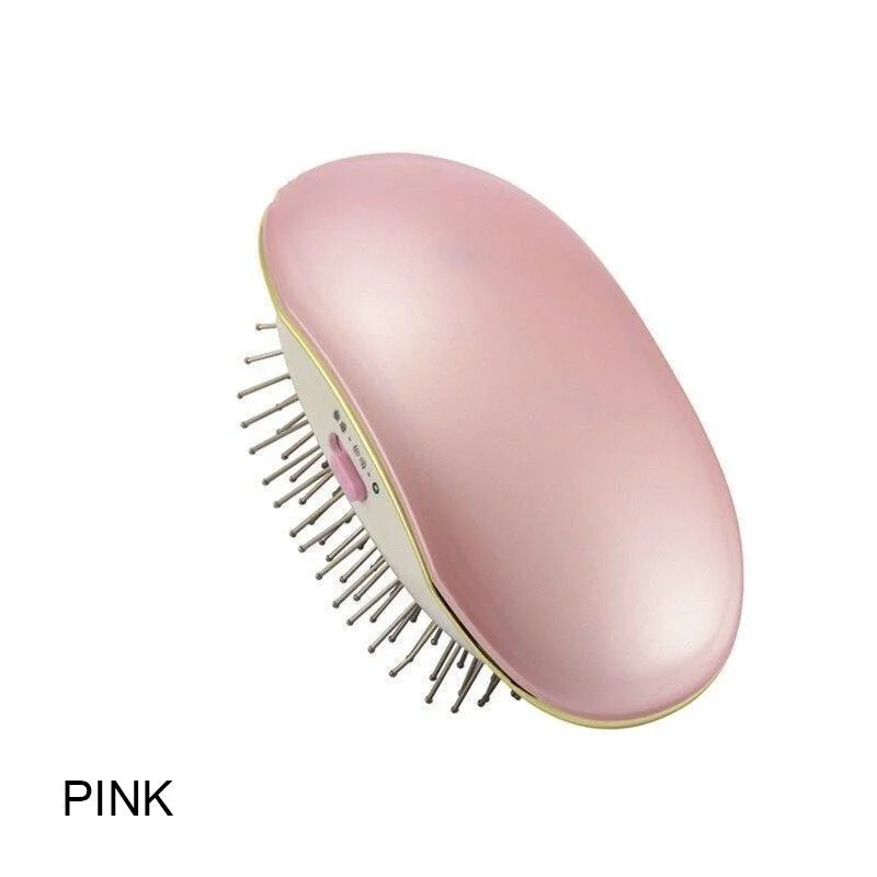 New Portable Electric Anti-static Ionic Hairbrush Mini Hair Brush Massage Small Electric Straight Hair Hairdressing Tangled Comb - Цвет: pink