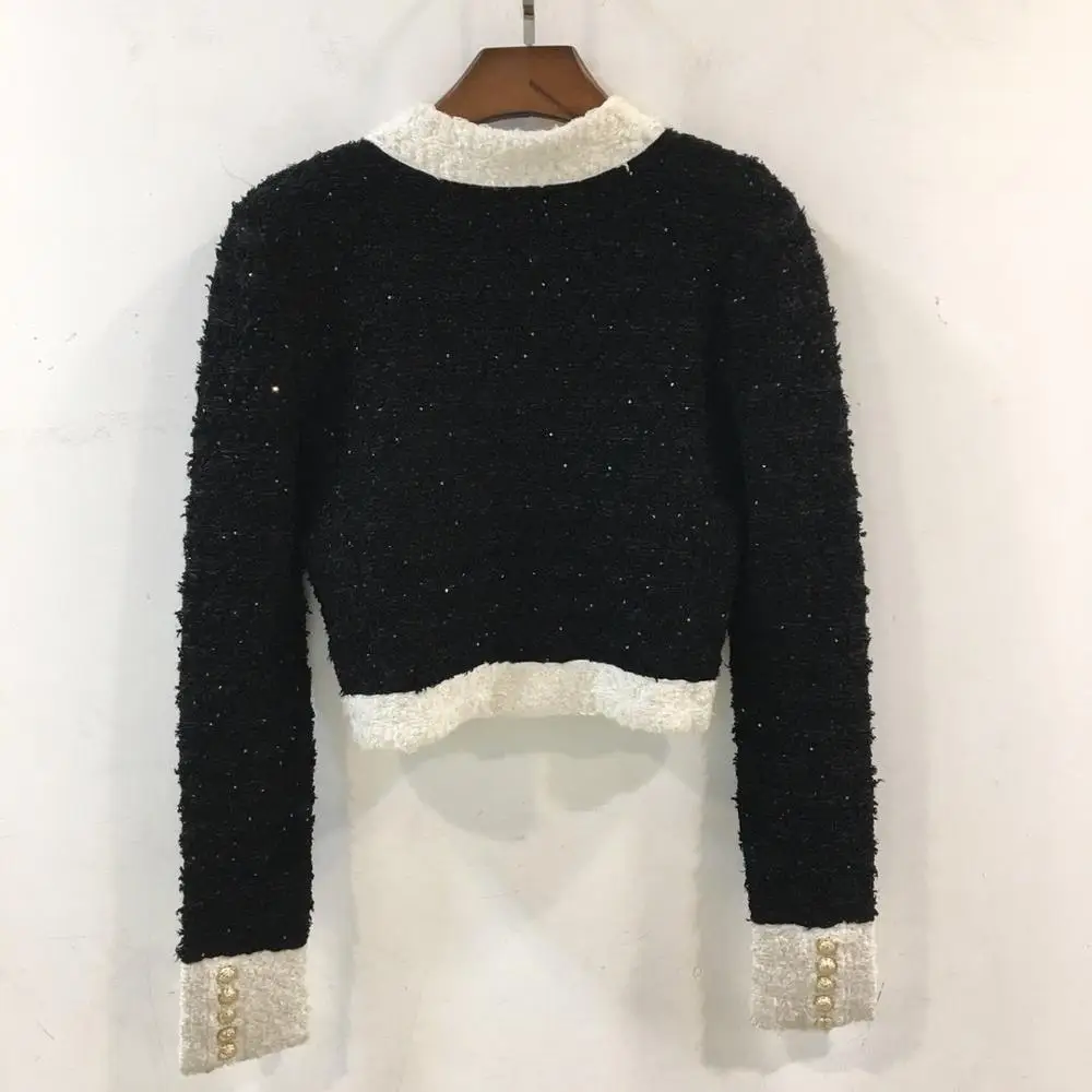 2019FW winner Новая Женская Лоскутная твидовая куртка пальто женская короткая верхняя одежда пальто ddxgz2