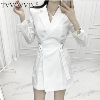 

TVVOVVIN Women Coat Women Suit Coats Patchwork Irregular Cotton Linen Women Blazers Jackets Black White Oversized Blazer X396