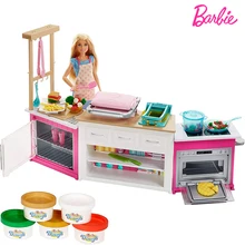 kitchen set and barbie set