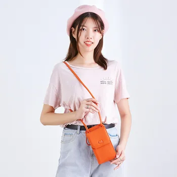 

2020 new women's shoulder bag solid color vertical section square ladies Messenger bag simple fashion mobile phone bag wallet