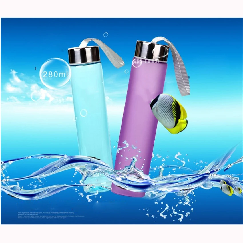 6 цветов Матовая герметичная пластиковая бутылка 280 мл H2O небьющаяся портативная Спортивная бутылка для воды для спорта на открытом воздухе