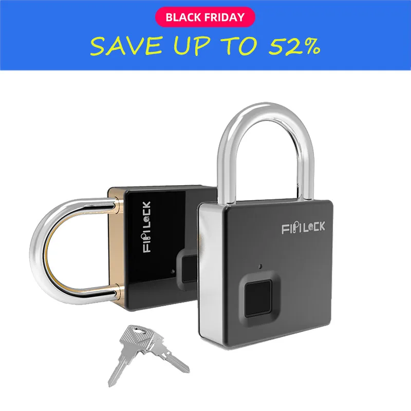 

Smart Lock Keyless Fingerprint Lock IP65 Waterproof Anti-Theft Security Padlock Door Luggage Case Lock with Key & Cable