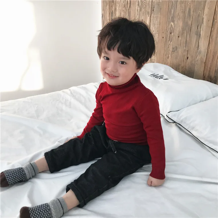 20181 Autumn And Winter New Style Childrenswear Children High Collar Knitted Sweater Base Shirt Girls Slim Fit Knitted Pullover