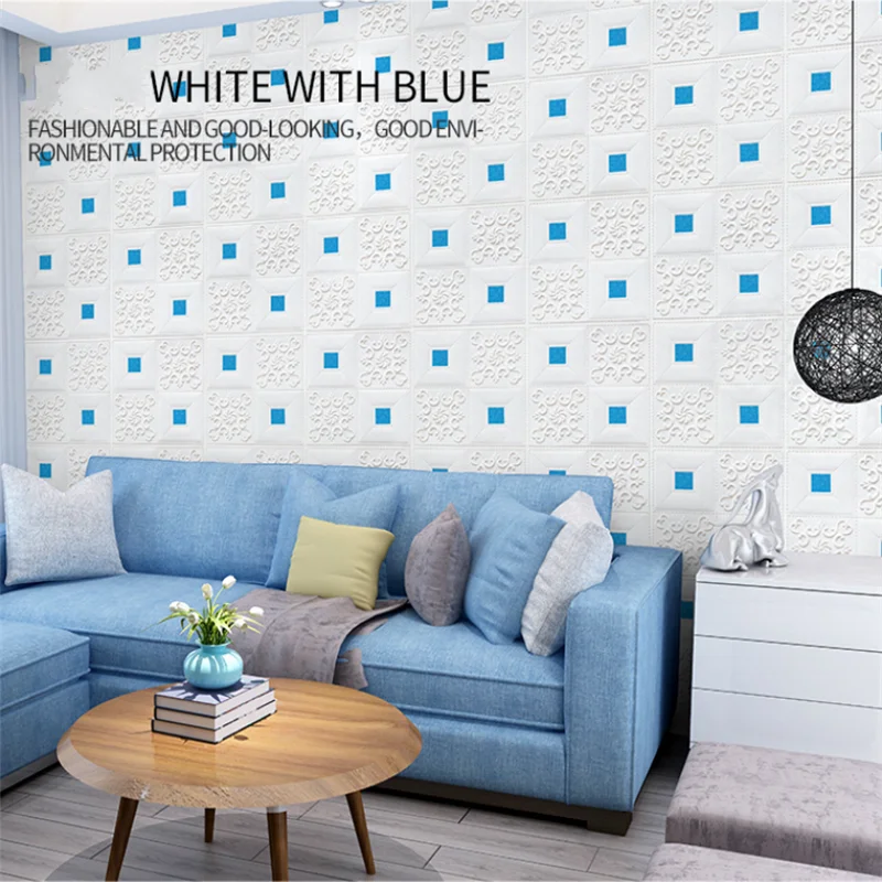 35*35cm 3D Wall Stickers Ceiling Panel Roof  Waterproof Self-Adhesive Foam Wallpaper Room Kitchen TV Backdrop Home Decoration