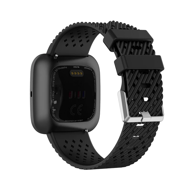 Воздухопроницаемый силиконовый ремешок YUEDAER для Fitbit Versa / Lite 2 мягкий из ТПУ черный