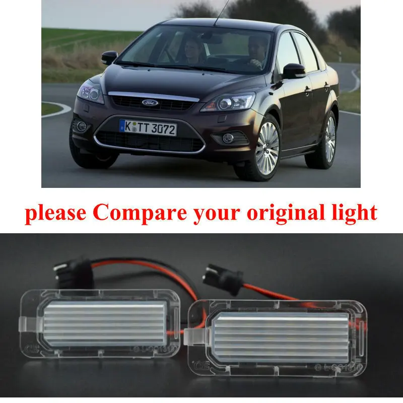 2 лампы Xenon Белый светодиодный фонарь номерного знака для Ford focus 5d 2009 mondeo 2008 fiseta 2009 без ошибок canbus