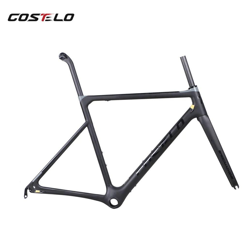 Cheap 766g only disc Costelo Speedmachine 1.0 ultra light carbon fiber road bike frame bicycle bicicleta frame seatpost fork headset 1