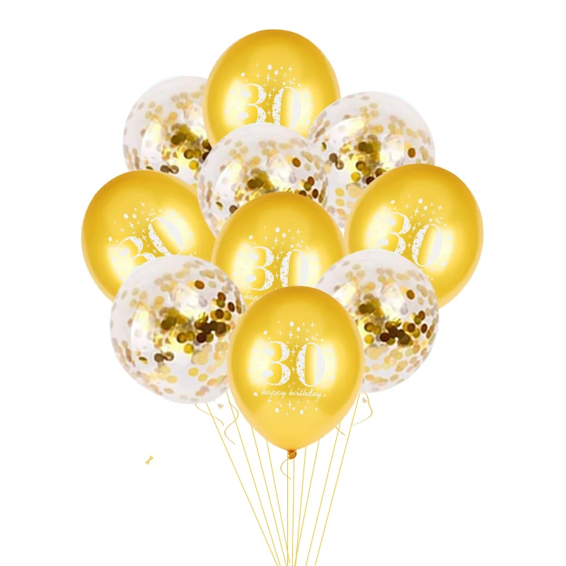 10pcs balloon WEIGAO 30 40 50 60 Юбилей шар декорации с днем рождения взрослый номер воздушный шар с гелием стенд 30 40 50 60 лет Декор - Цвет: 10pcs balloon