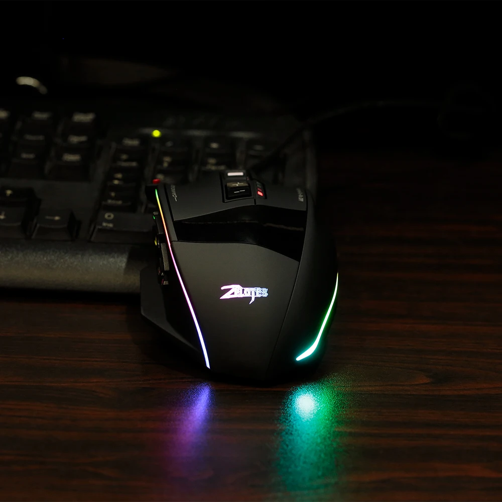 ZELOTES C-13 Wired USB 10000 DPI Optical Gaming Mouse 13 Programmable Buttons Computer Game Mice 5 Adjustable DPI LED Lights