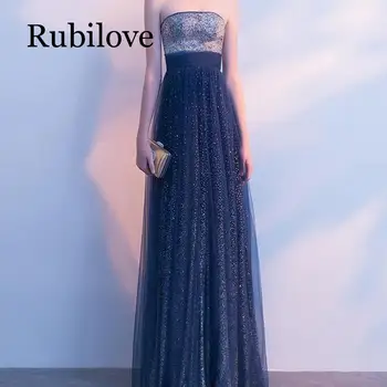 

Rubilove 2019 new banquet party noble and elegant long company dinner sexy tube top star sky thin dress female