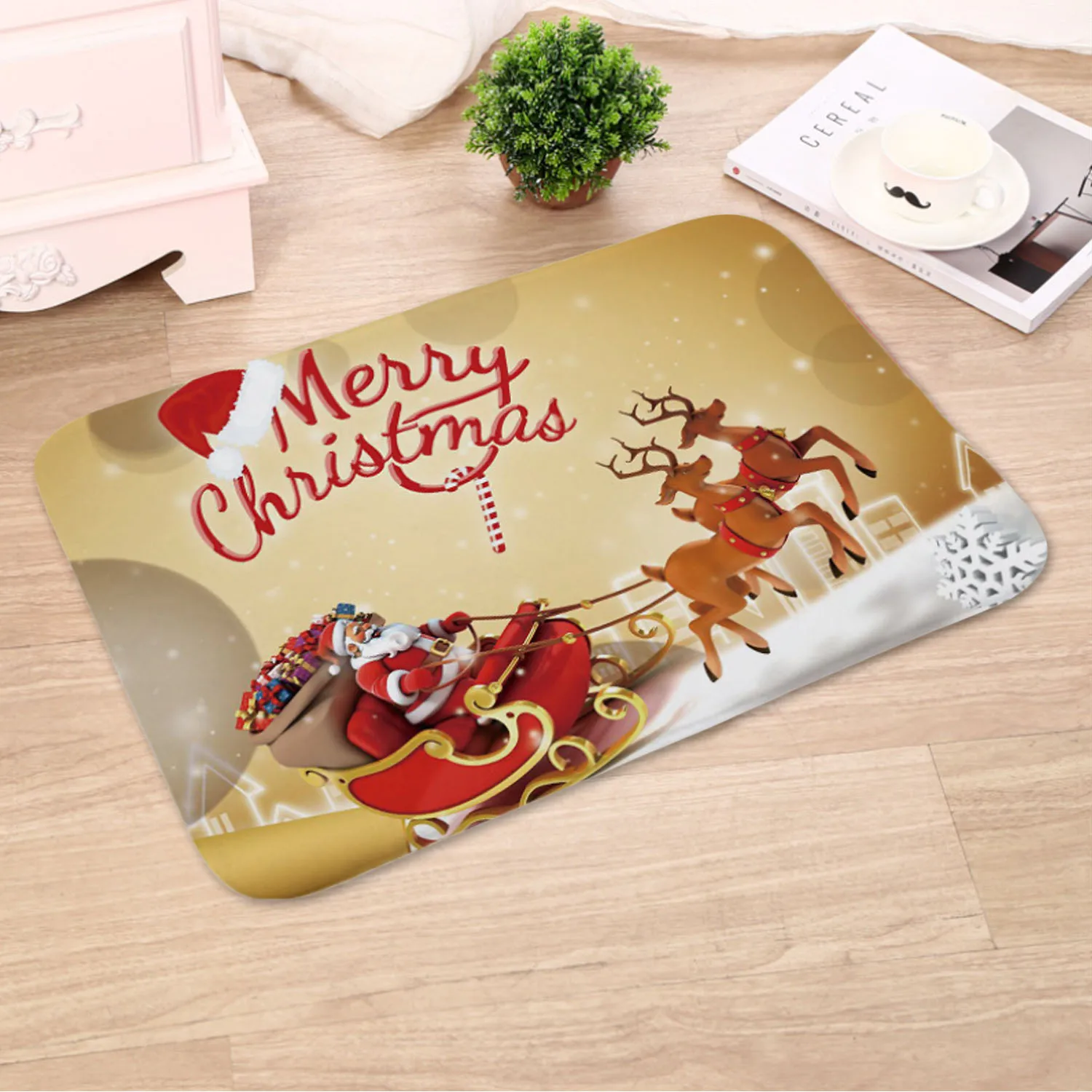Behogar Merry Christmas Придверный коврик с деревом фланелевый ковер нескользящий напольный дверной коврик подкладка для коврика для дома комнаты рождественские украшения 40x60 см