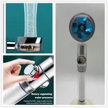 NEW Shower Head Water Saving Flow 360 Degrees Rotating With Small Fan ABS Rain High Pressure spray Nozzle Bathroom Accessories