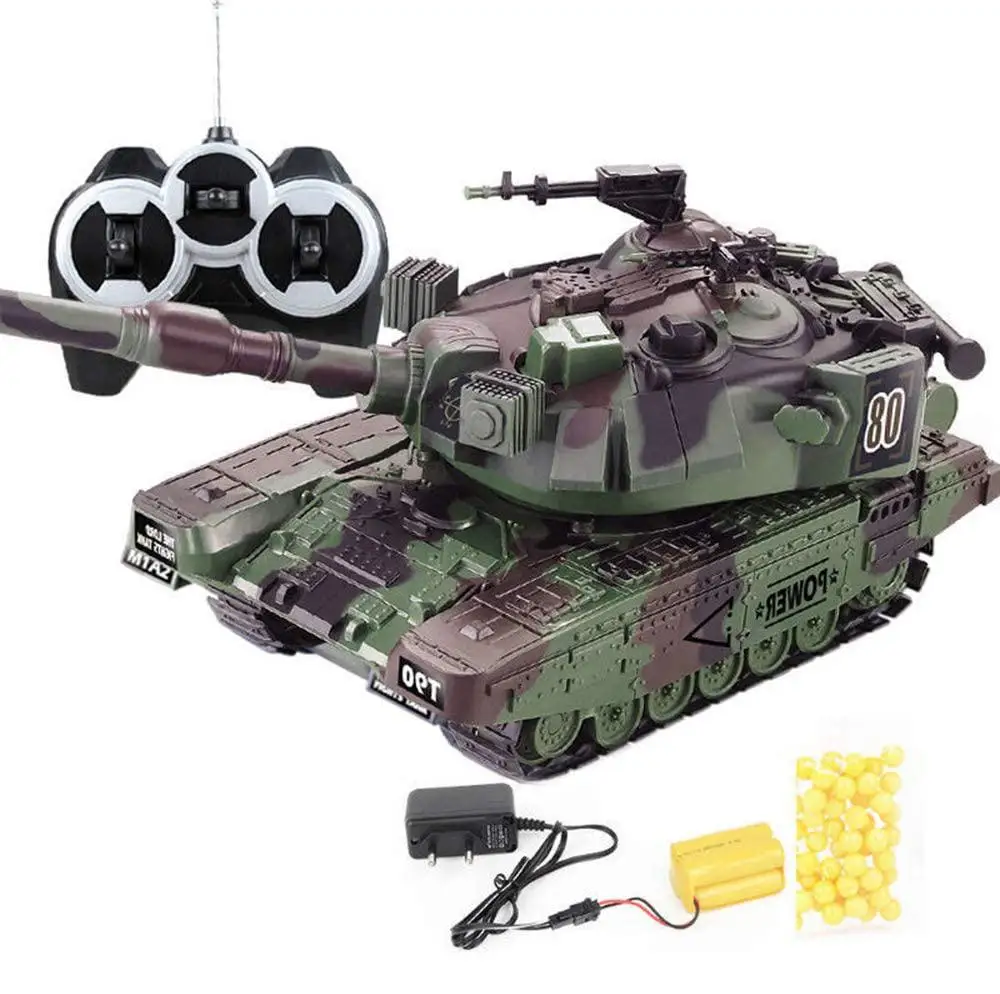 DishyKooker 1:32 RC Battle Tank Heavy Large Interactive Remote Control Toy Car with Shoot Bullets Model Electronic Boy Toys