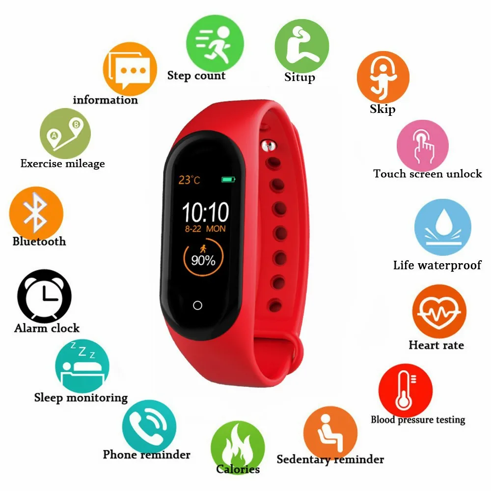 

M4 Smart band 4 Fitness Tracker Watch Sport bracelet Heart Rate Blood Pressure Smartband Monitor Health Wristband PK mi band 4 3