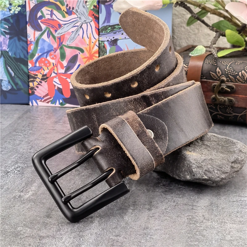 Texwood men's casual and sports wear store, summer beach clothes, men's leather fashion, jewelry, sunglasses Double Pin Vintage Belt Buckle Super Wide 4.2CM Genuine Leather Men Belt Luxury Ceinture Homme Jeans Cinturon Mujer MBT0018