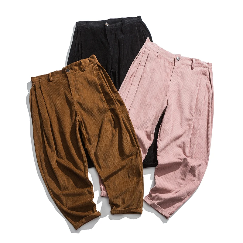 Мужские уличные хип-хоп винтажные модные китайские брюки Jogger спортивные брюки мужские новые вельветовые свободные шаровары