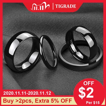 

2/4/6/8mm Simple Black Ring Man Women Titanium Wedding Band Engagement Rings Polished Cocktail Ring Anel Feminino size 15