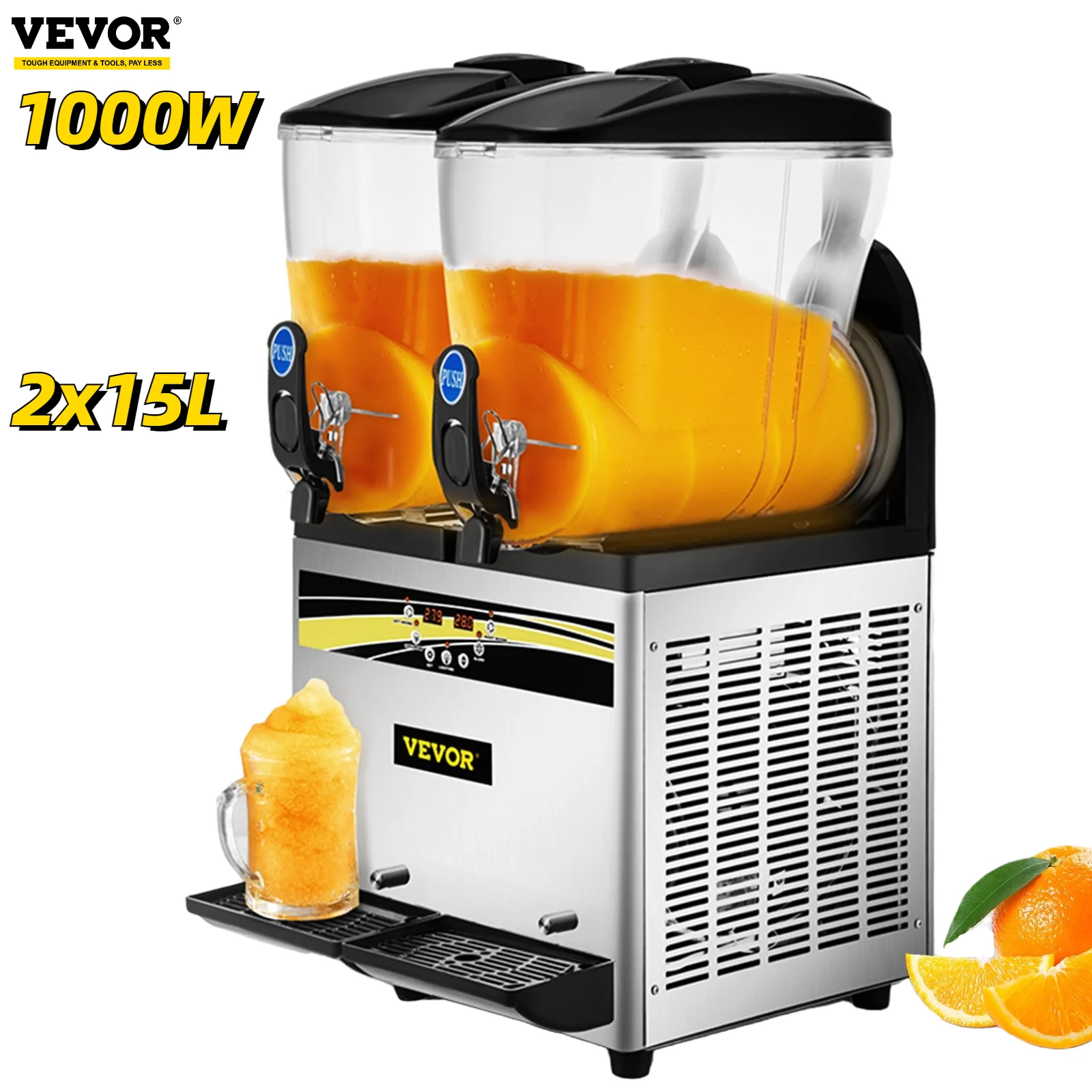 VEVOR 2x15L Commercial Frozen Drink Machine Margarita Slurpee Maker
