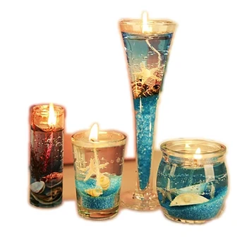 

4pcs Romantic Ocean Jelly Creative Fake Candles Wax Wood Birthday Unicorn Candles Aromatherapy Decorative Candles QLB007