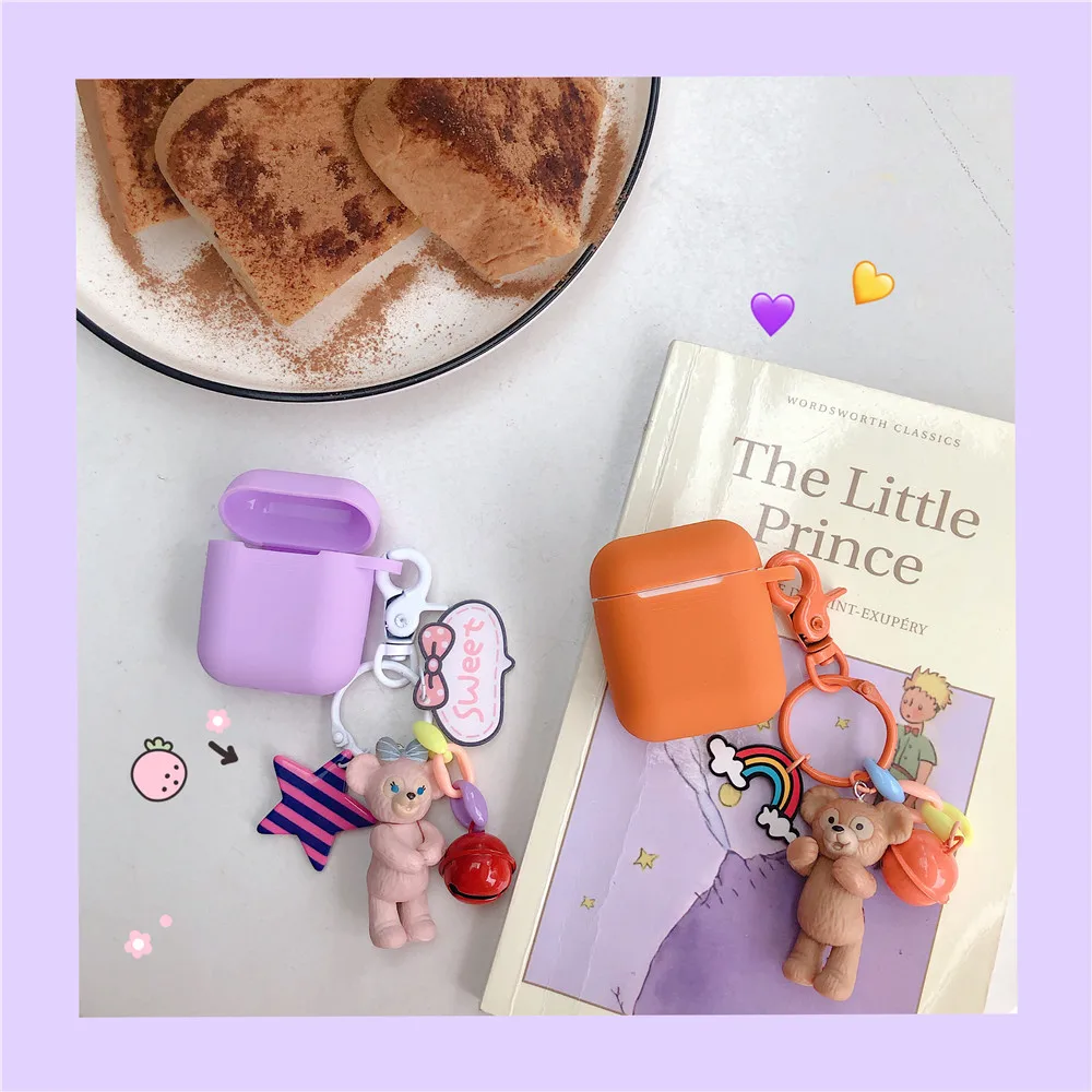 

Duffy and Shellie May Pendant Decor Silicone Case For Airpods 1 2 bear Accessories Bluetooth Wireless Earphone Box Protect Cover