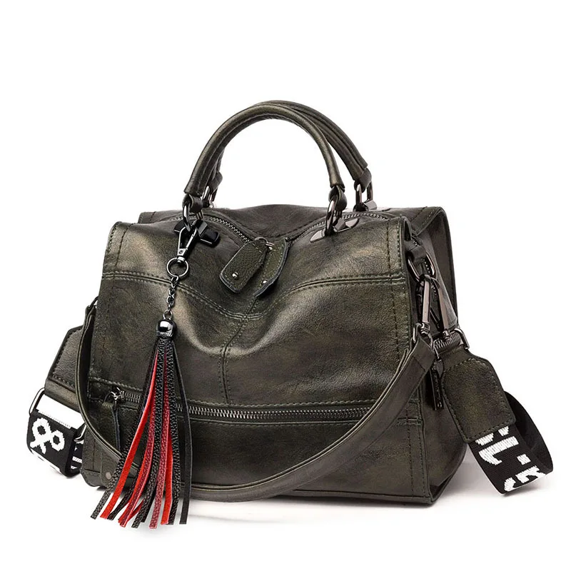 Дизайнерские брендовые роскошные женские сумки высокое качество Большая вместительная сумка через плечо из искусственной кожи сумки через плечо - Цвет: Green