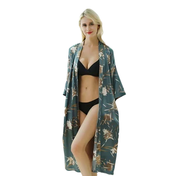 

Bridesmaid Robes Printed Ladies Long Gowns Silk Bath Robe Floral Lingerie Robe Stain Robes Womens Tops and Blouses Pajama Plus