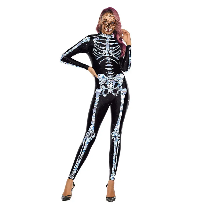Страшные костюмы скелетов Клоуна Костюм ужасного призрака череп Хэллоуин костюм для женщин жуткий демон Хэллоуин одежда костюмы дьявола - Цвет: 002