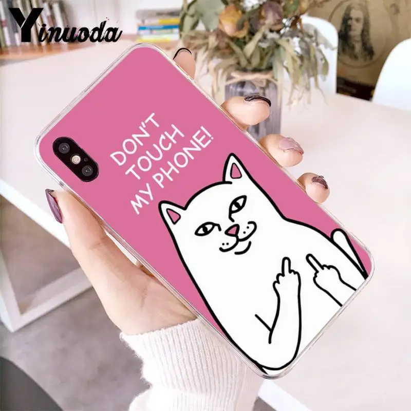 Ripndip кошка средний палец черный корпус чехол для телефона Капа IPhone 8 7 6 6S Plus X XS MAX 5 5S
