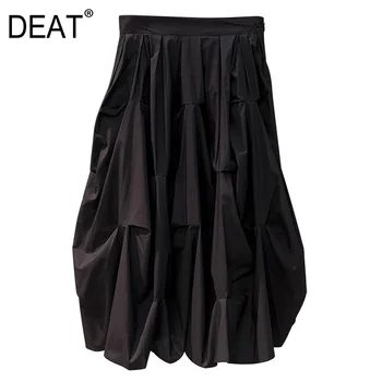 

DEAT 2020 new spring and summer fashion women clothing high waist pleated high quality cotton halfbody skirt WL09901L