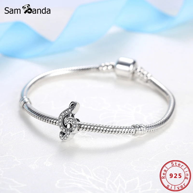 925 Sterling Silver Bead Charm Sweet Music Note Charms Treble Clef Pave CZ Fit Pandora Bracelets Women Diy Jewelry beads charms charm jewelry sterling silver jewelry sterling silver beads sterling silver beads charm