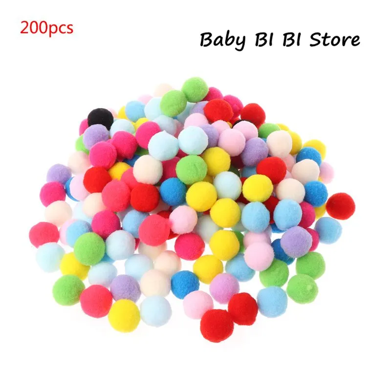 200 PCS 100 шт 25 мм Мини пушистые мягкие помпоны шар ручной работы детские игрушки DIY товары для шитья и рукоделия смешанные цвета - Цвет: 200 PCS