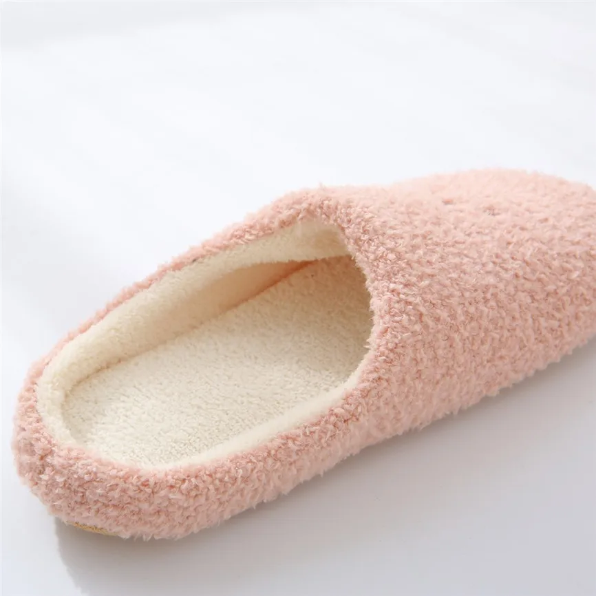 Cute Bear Cotton Slippers Women's Winter House Fur Slippers Slip-On Anti-Skid Female Flat With Soft Sole Shoes Snow Slippers 70