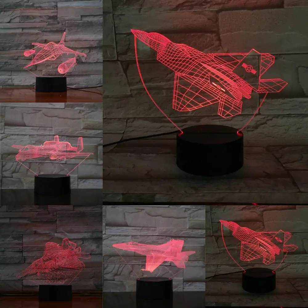 USB летательный аппарат 3D лампа 7 цветов меняющая креативную атмосферу освещение