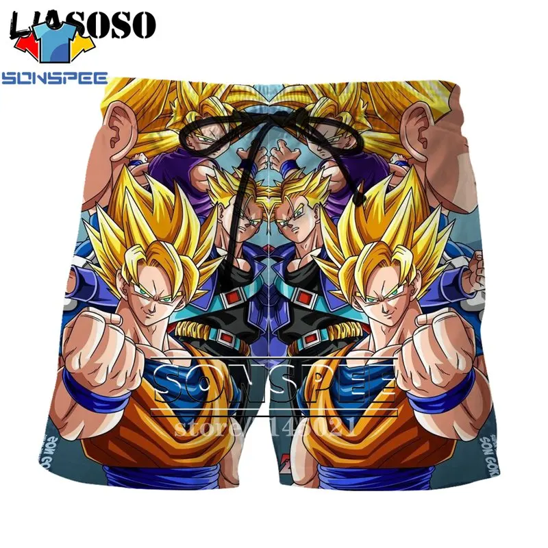 Слоновая кость SONSPEE мужские шорты с 3d принтом японского аниме DBZ Dragon Ball Z Son Goku Kakarotto, пляжные повседневные шорты, пляжные шорты D03 - Цвет: Слоновая кость