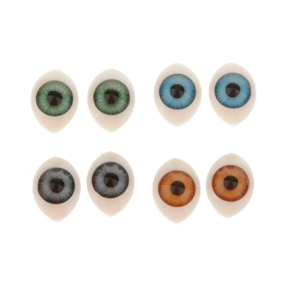 Oval Flat Back Plastic Eyes Doll Accessories 4 Pairs 5mm-9mm Iris For Porcelain or Reborn Dolls Making