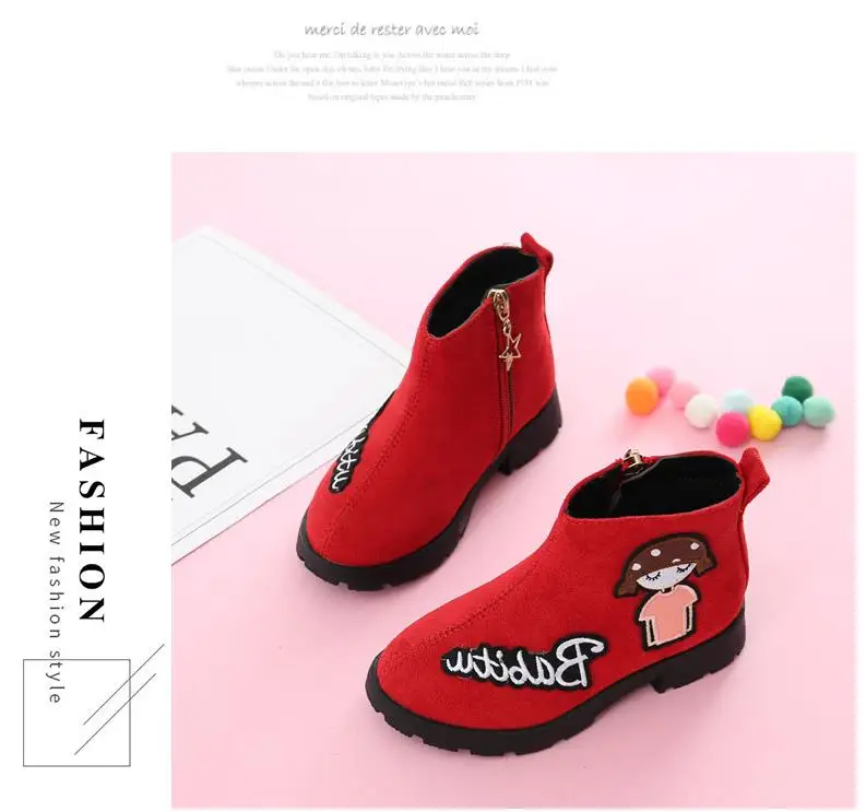 Waterproof non-slip girl boots winter boots baby princess in the tube children's wool thick snow boots cotton shoes