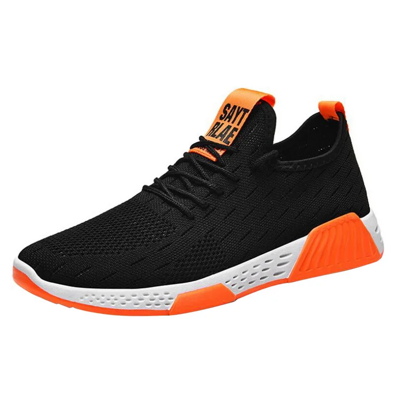 Male Tennis Shoes Lace Up Mixed Color Men Sneakers Breathable Confort Stretch Febric Mesh Shallow Flats Sports Shoes