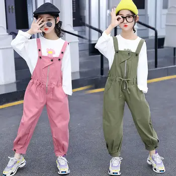 

2020 Autumn Kids Girls Clothes Set t shirt + overalls pants 5 6 7 8 9 10 11 12 13 14 years Teenage Tracksuits Children Clothing