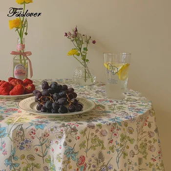 

FSISLOVER ins Plants Print Table Cloth Cotton Vintage Floral Dining Table Cover Picnic Cloth Obrus Tafelkleed mantel mesa nappe