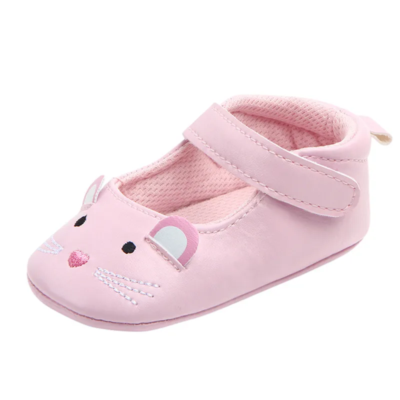 Обувь для новорожденных; кожаная обувь с принтом кота; обувь для первых шагов; удобная обувь для маленьких девочек с милым котом; ; обувь принцессы